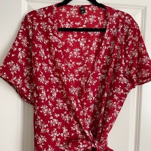 Beautiful red floral wrap maxi dress